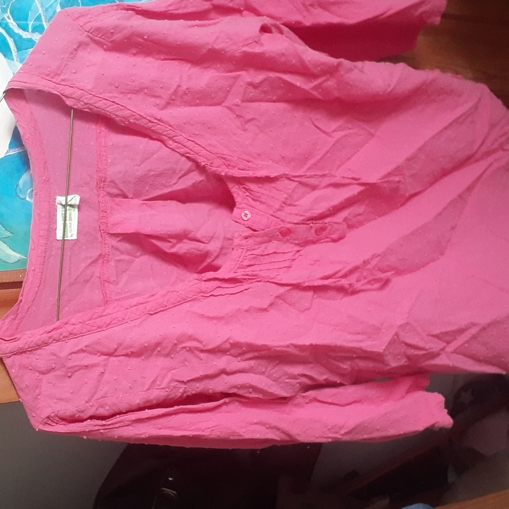 Dark pink peasant blouse with ties by Selena Gomez